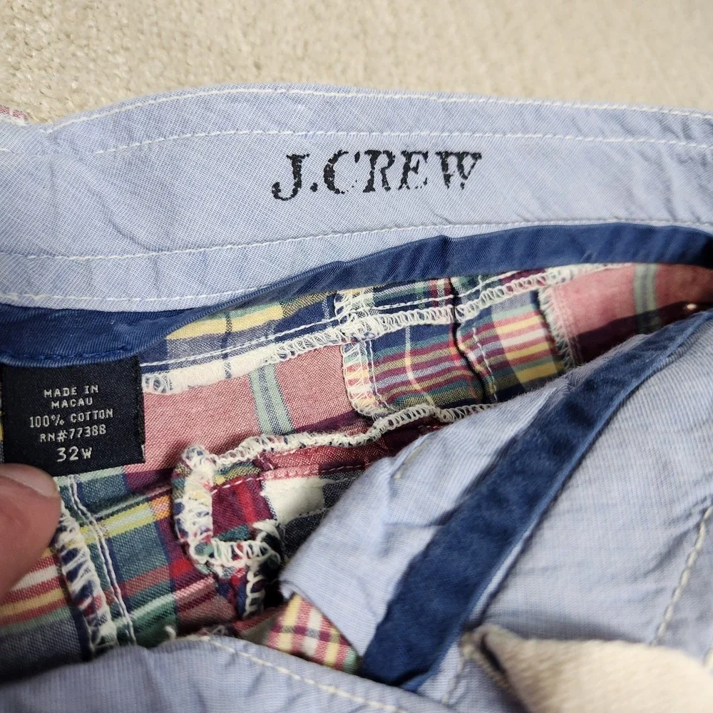 J Crew Patchwork Cargo Shorts Men 32 Relaxed Fit Vintage Style Drawstring Madres